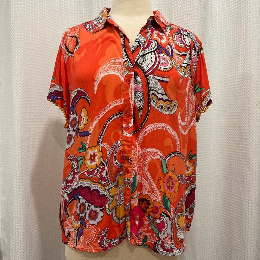 Grand & Green, Orange, Paisley Floral Prints, XL